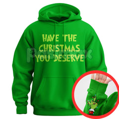 "Have The Christmas You Deserve" Middle Finger Hoodie â Funny Holiday Statement Pullover, Sarcastic Seasonal Apparel, Unisex