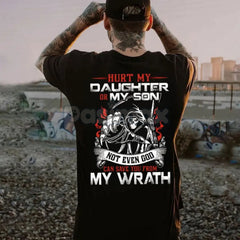 "Hurt My Daughter or Son, Not Even God Can Save You" T-Shirt - Protective Dad Graphic Tee, Funny Father Slogan Shirt, Unisex Parental Gift