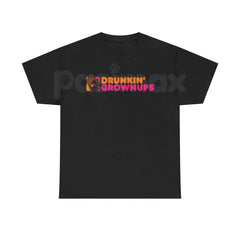 "Drunkin' Grownups" Sarcastic Drinking T-Shirt - Viral Adult Humor Graphic Tee, Funny Parody Coffee Logo Shirt, Premium Heavyweight Relaxed Fit Top, Party & Brunch Gift for Her & Him, Comedy Slogan Weekend Tee