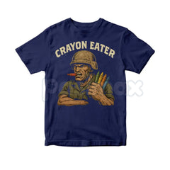 "Crayon Eater" Funny Military T-Shirt - USMC Dark Humor Sarcastic Marine Tee, Premium 100% Cotton Veteran Humor Shirt, Tactical Crayon Specialist Graphic Top, Military Branch Banter Apparel, Rugged Lived-In Grunt Style Tee