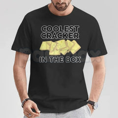 "Coolest Cracker In The Box" T-Shirt â Funny Self-Deprecating Graphic Tee, Remastered Heavy Cotton Witty Statement Top, Soft Lived-In Heavyweight Sarcastic Shirt, Made in USA