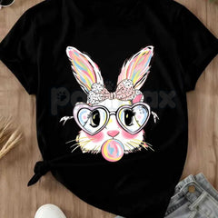 "Bubblegum Bunny" Funny Easter T-Shirt - Cool Rabbit Blowing Bubble Graphic Tee, Premium 100% Cotton Easter Sunday Top, Trendy Pink Bunny Streetwear Shirt, Hipster Easter Gift for Teens & Adults, Soft Lived-In Festive Holiday Apparel