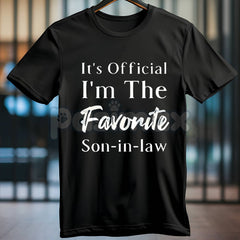 "Favorite Son-in-Law" Letter Pattern T-Shirt - Funny Round Neck Gift for Men, Best Son-in-Law Slogan Tee, Family Humor Apparel