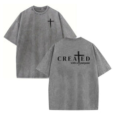"Created with a Purpose" Washed T-Shirt â Christian Inspirational Tee, Vintage Comfort Top