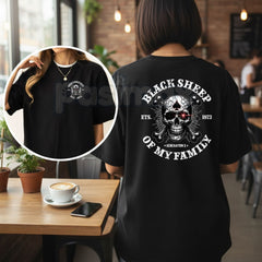 "Black Sheep of the Family" Gen X T-Shirt â Personalized Generation X USA Graphic Tee, Premium 100% Cotton 1965-1980 Birth Year Top, Soft Lived-In Heavyweight Sarcastic Shirt, Made in USA