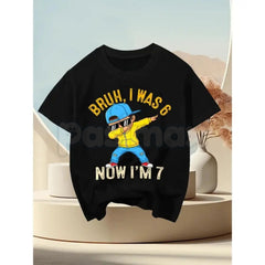 "Bruh I Was 6 Now I'm 7" Birthday T-Shirt â Funny Kid's Dabbing Graphic Tee