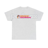 "Drunkin' Grownups" Sarcastic Drinking T-Shirt - Viral Adult Humor Graphic Tee, Funny Parody Coffee Logo Shirt, Premium Heavyweight Relaxed Fit Top, Party & Brunch Gift for Her & Him, Comedy Slogan Weekend Tee