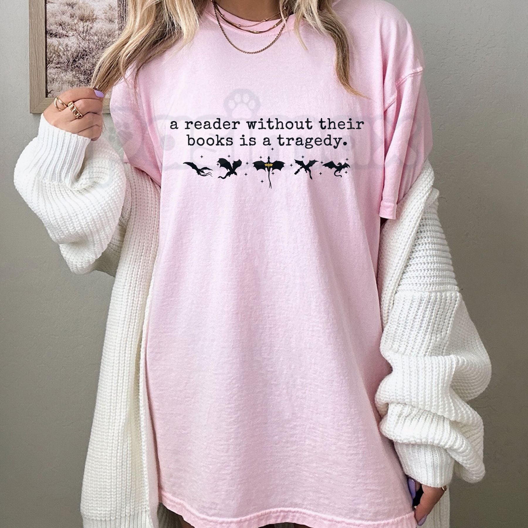 "A Reader Without Their Books Is Tragedy" T-Shirt â Premium 100% Cotton Bibliophile Graphic Tee, Literary Quote Book Lover Top, Soft Lived-In Heavyweight Dark Academia Apparel, Made in USA