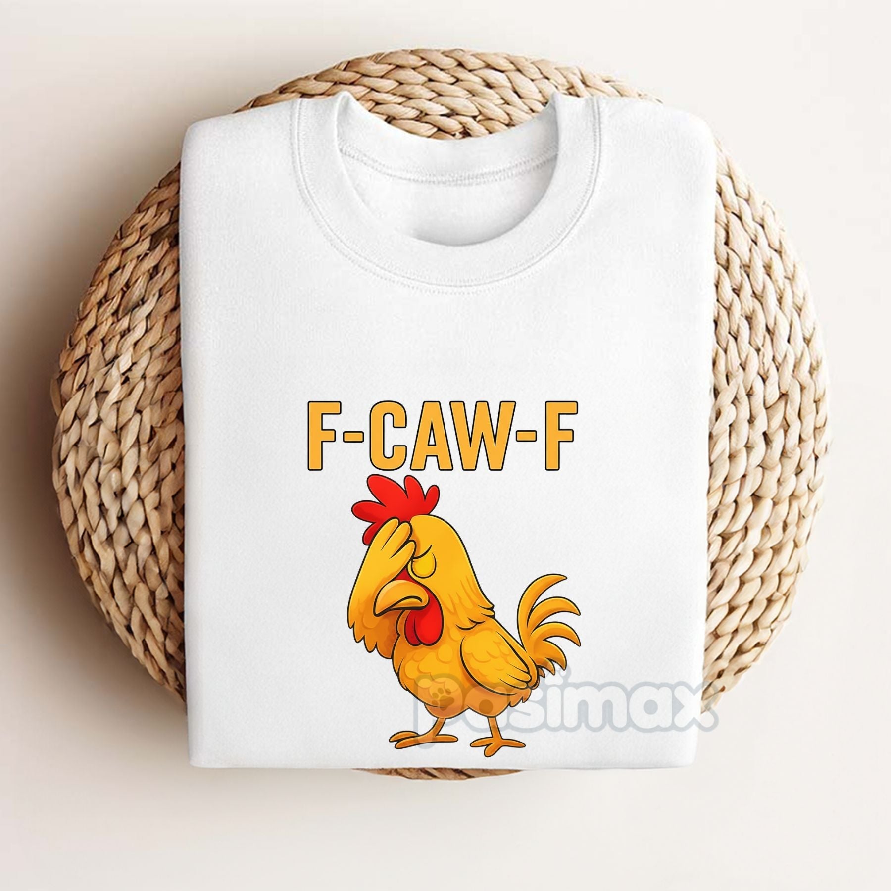 "F-Caw-F" Funny Chicken T-Shirt - Classic Rooster Graphic Tee, Casual Humorous Apparel
