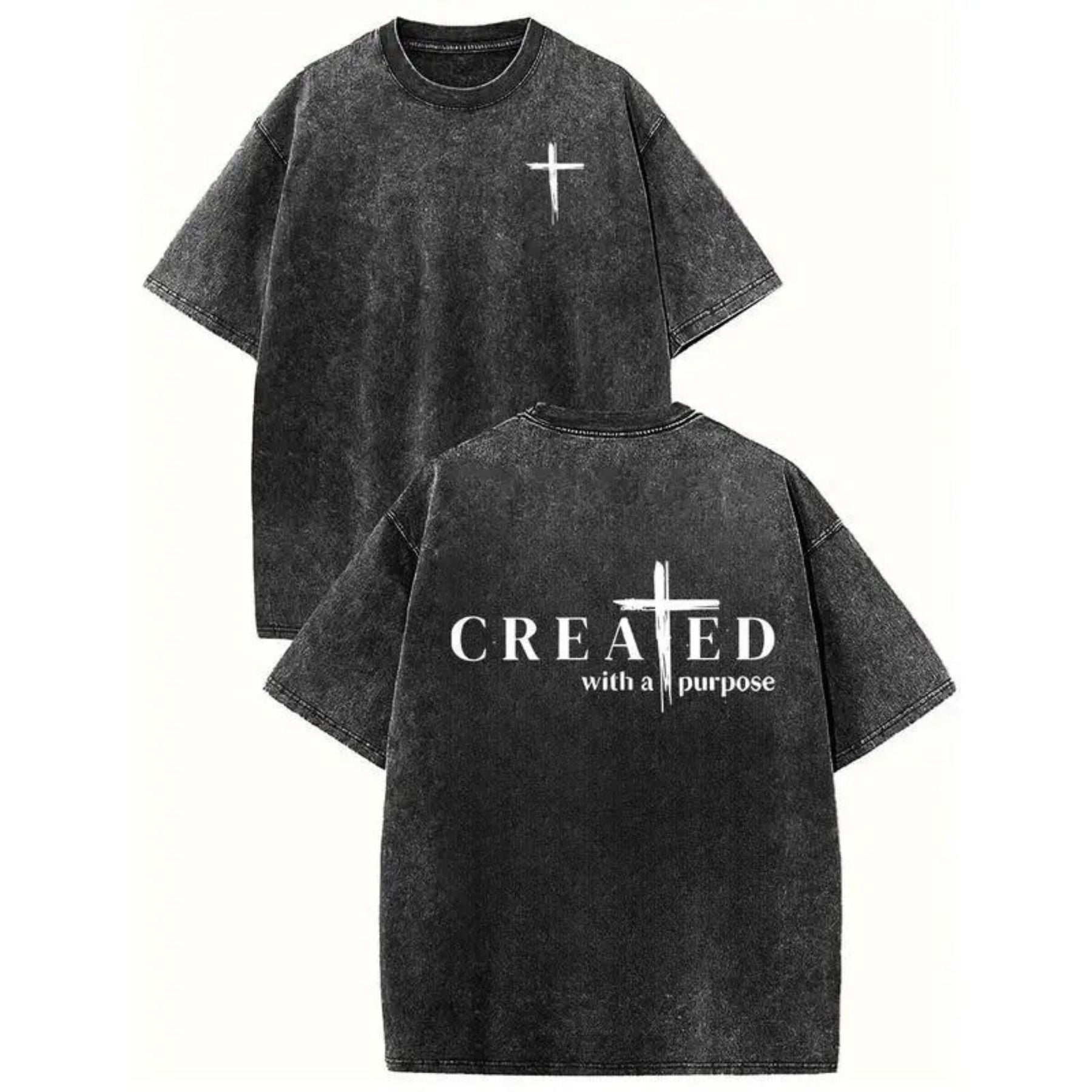 "Created with a Purpose" Washed T-Shirt â Christian Inspirational Tee, Vintage Comfort Top
