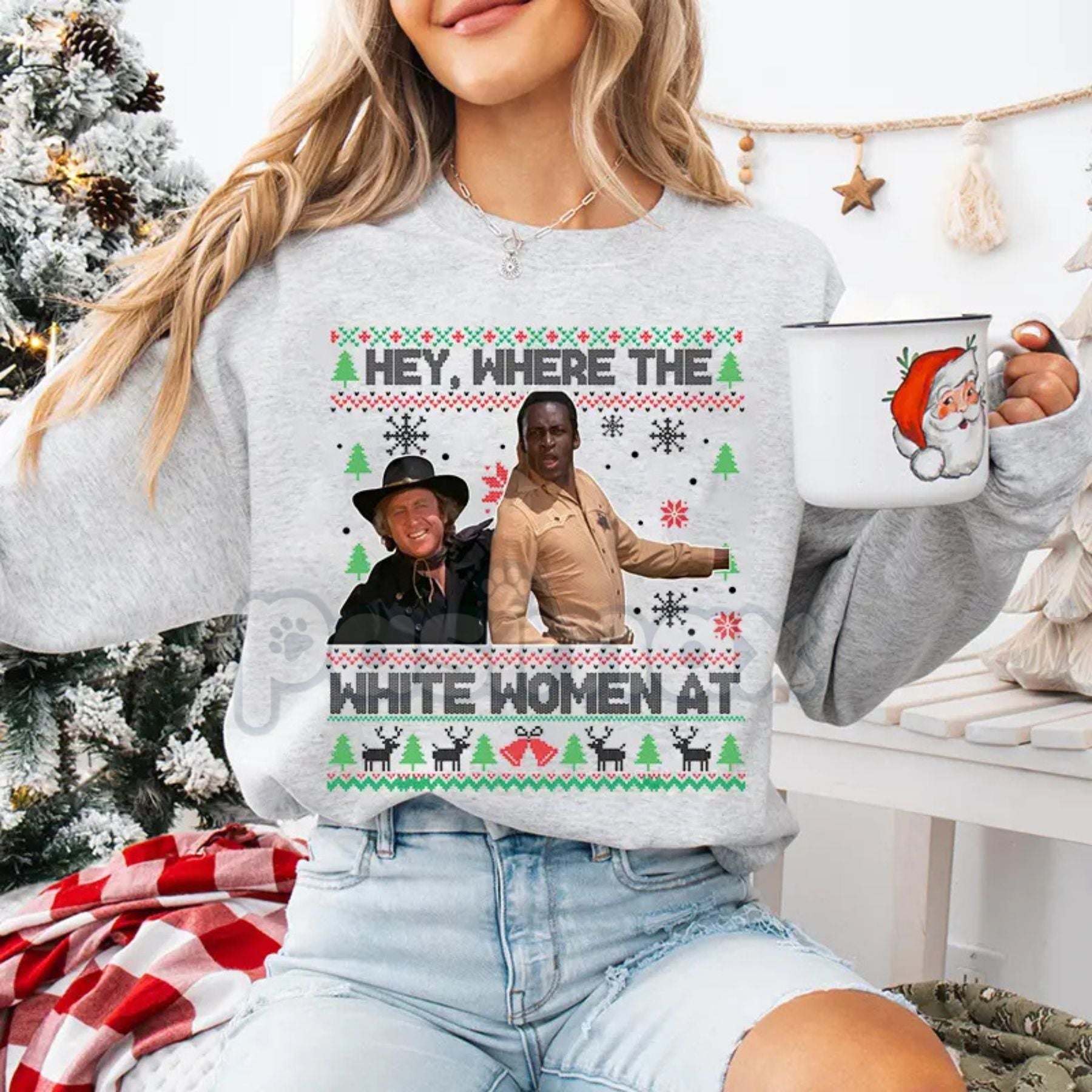"Excuse Me While I Whip This Out" Ugly Christmas Sweater | Blazing Saddles Movie Quote Jumper | Western Comedy Holiday Shirt
