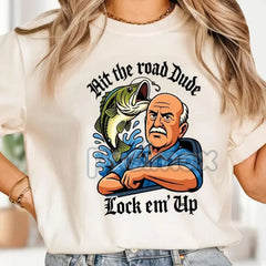 "Lock 'Em Up" Funny T-Shirt - Angry Old Man Driving Truck Tee, Sarcastic Humor Shirt