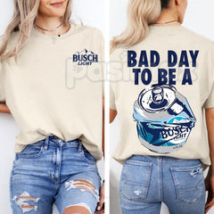 "Bad Day To Be A Busch Light" Funny T-Shirt - Humorous Beer Drinking Graphic Tee, Premium 100% Cotton Tailgate Party Top, Sarcastic Busch Light Lover Gift, Loud & Proud Country Drinking Shirt, Soft Lived-In Heavyweight Party Apparel