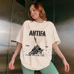 "Antifa Estd 1945" T-Shirt - Patriotic Fight Fascism Tee, Pro-Democracy Liberal Protest Shirt, Unisex Historical Activist Apparel