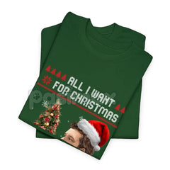 "All I Want for Christmas" Music Lover T-Shirt - Funny Holiday Slogan Tee, Christmas Party Shirt, Unisex Festive Gift Apparel