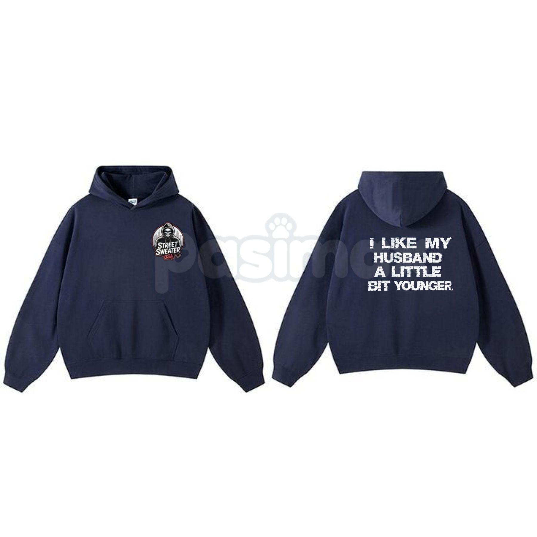 "I Like My Husband A Little Bit Younger" Hoodie â Funny Slogan Pullover, Humorous Age Gap Marriage Apparel, Unisex