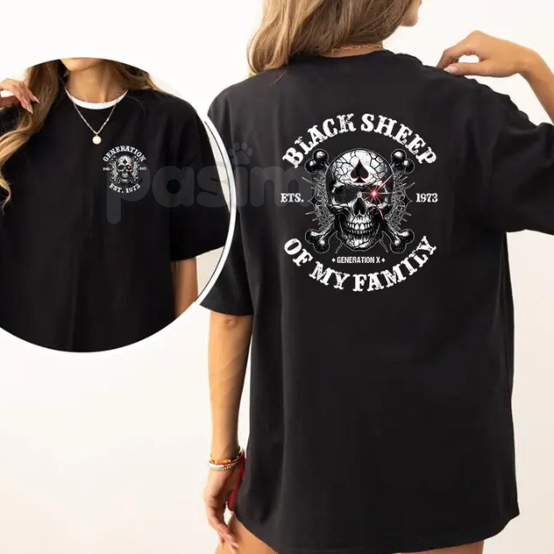 "Black Sheep of the Family" Gen X T-Shirt â Personalized Generation X USA Graphic Tee, Premium 100% Cotton 1965-1980 Birth Year Top, Soft Lived-In Heavyweight Sarcastic Shirt, Made in USA