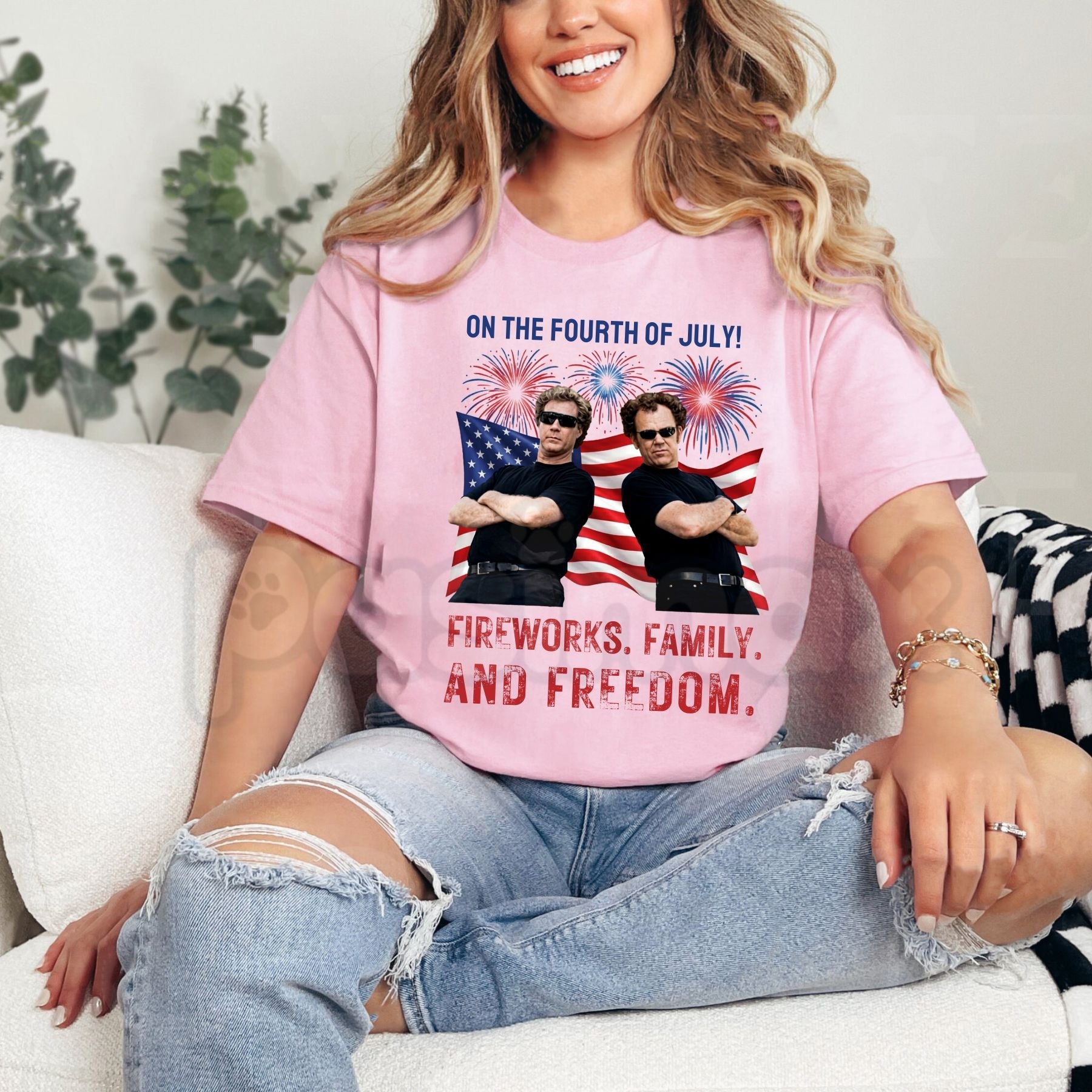 "Boats Hoes and Freedom" 4th of July T-Shirt â Funny Patriotic Nautical Graphic Tee, Premium 100% Cotton Independence Day Party Top, Soft Lived-In Heavyweight Summer Lake Life Shirt, Made in USA