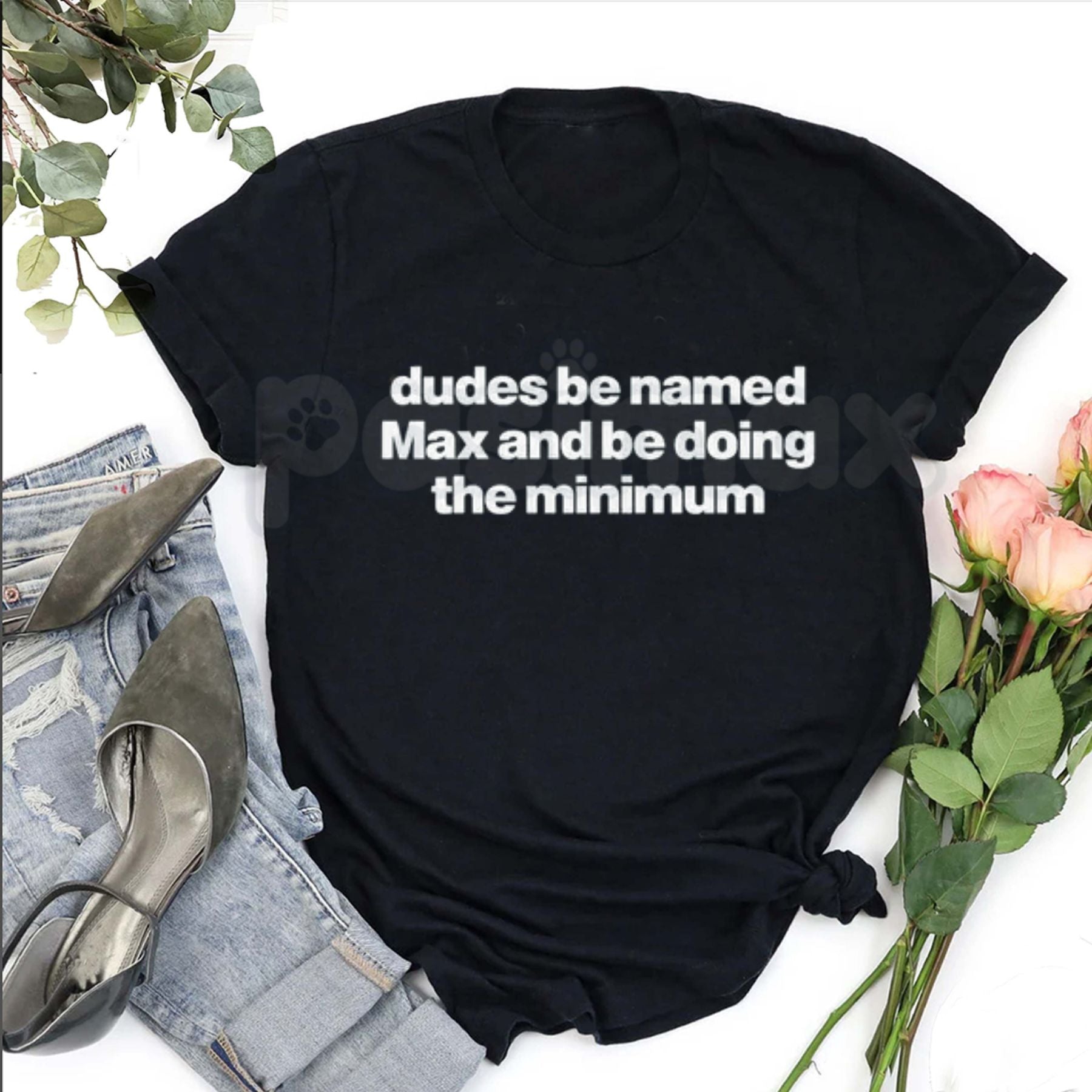 "Dudes Named Max Doing The Minimum" T-Shirt â Funny Viral Slang Graphic Tee, Premium 100% Cotton Sarcastic Pun Top, Soft Lived-In Heavyweight Irony Aesthetic Shirt, Made in USA