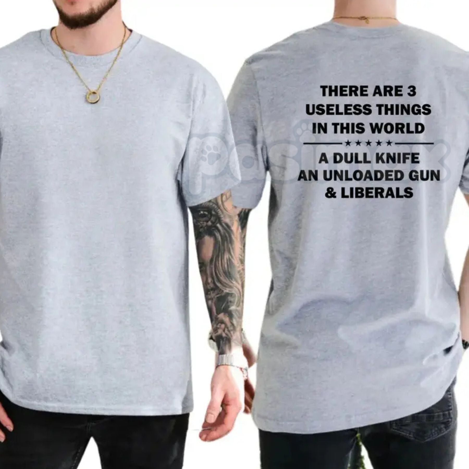 "3 Useless Things" Conservative Political T-Shirt â Funny Republican Graphic Tee, Premium 100% Cotton 2nd Amendment Top, Soft Lived-In Heavyweight Right-Wing Humorous Shirt, Made in USA