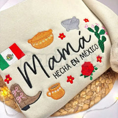 "MamÃ¡ Hecha en MÃ©xico" Embroidered Sweatshirt â Latina Mother's Day Gift Crewneck