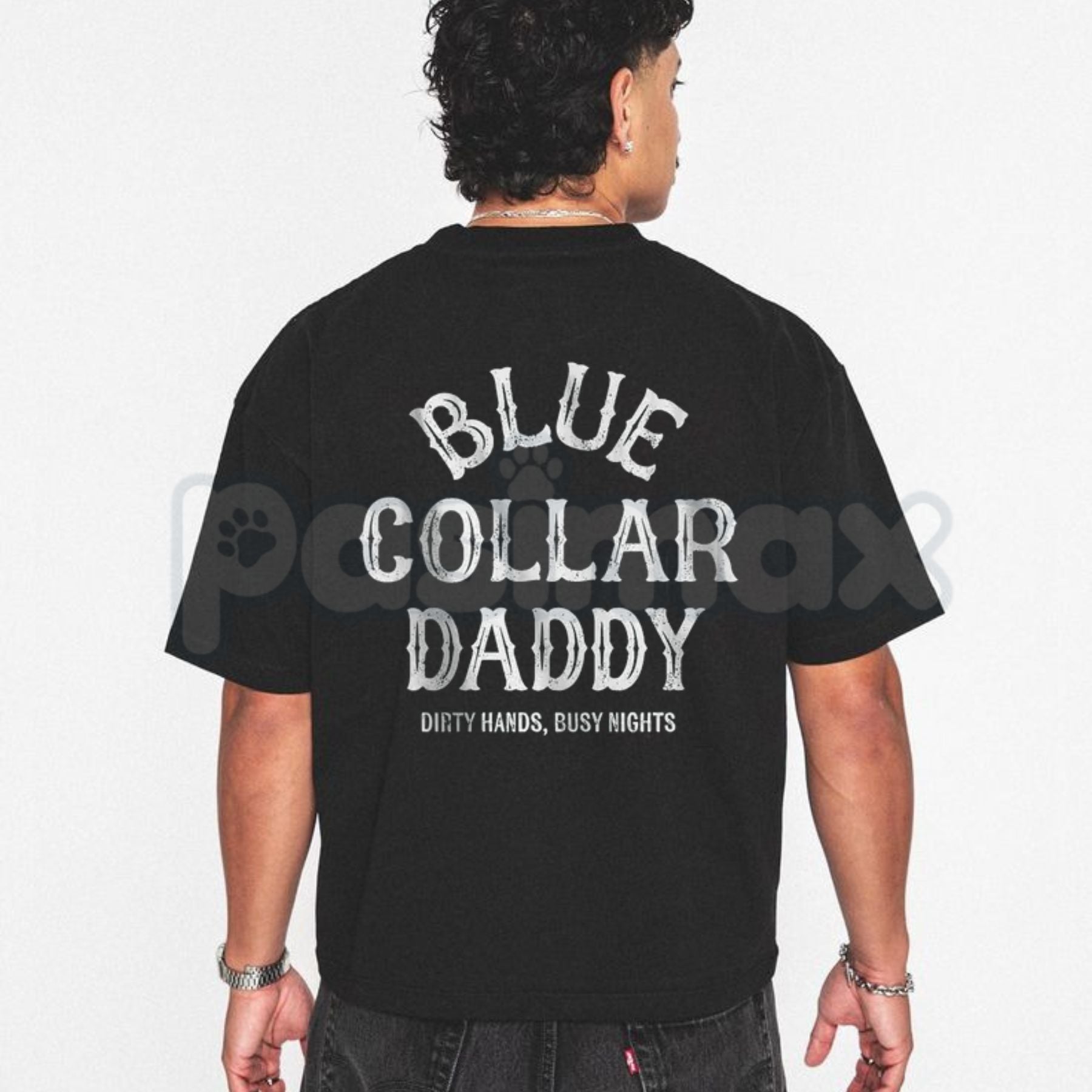 "Blue Collar Daddy" Industrial Graphic T-Shirt â Retro Workwear Aesthetic Tee, Premium 100% Cotton Trade Worker Top, Soft Lived-In Heavyweight Blue Collar Pride Shirt, Made in USA