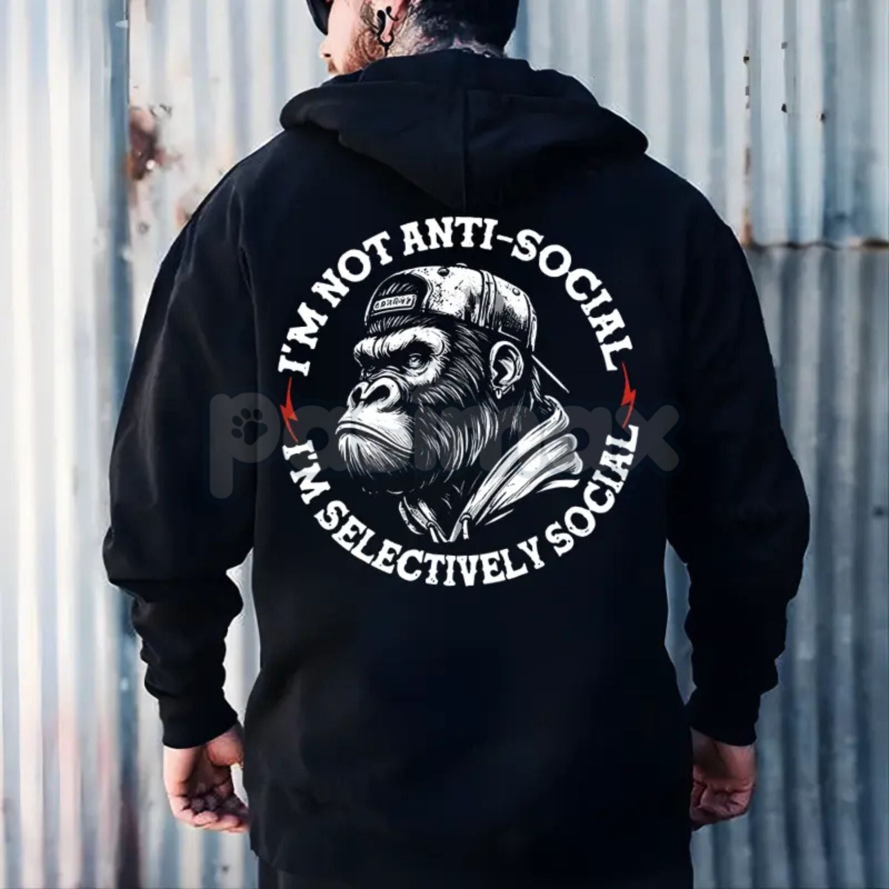 "I'm Not Anti-Social I'm Selectively Social" Printed Men's Hoodie â Introvert Statement Pullover, Funny Slogan Apparel, Unisex