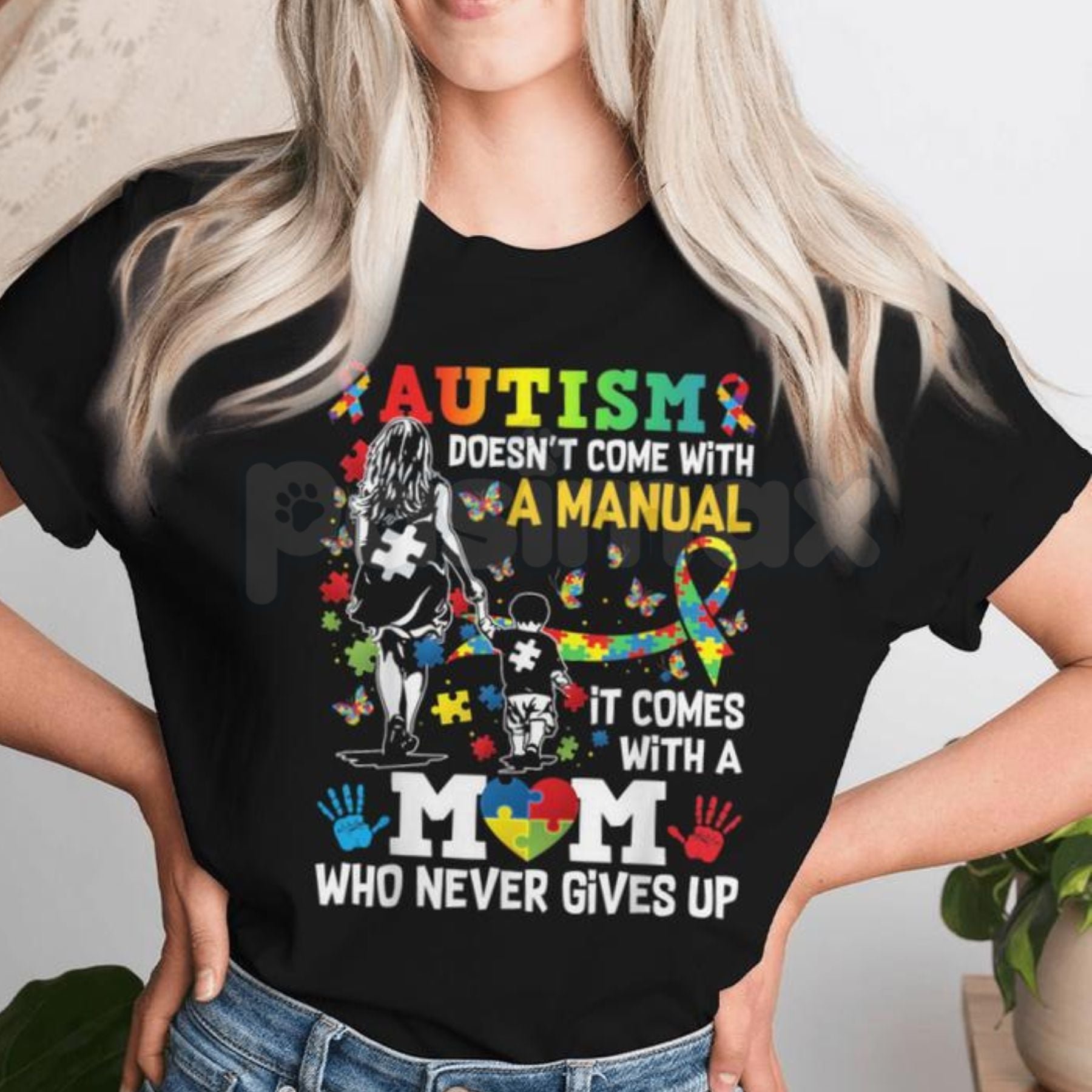 "Autism Mom: No Manual Included" T-Shirt â Inspirational Neurodiversity Awareness Graphic Tee, Premium 100% Cotton Autism Mama Top, Soft Lived-In Heavyweight Acceptance Month Shirt, Made in USA