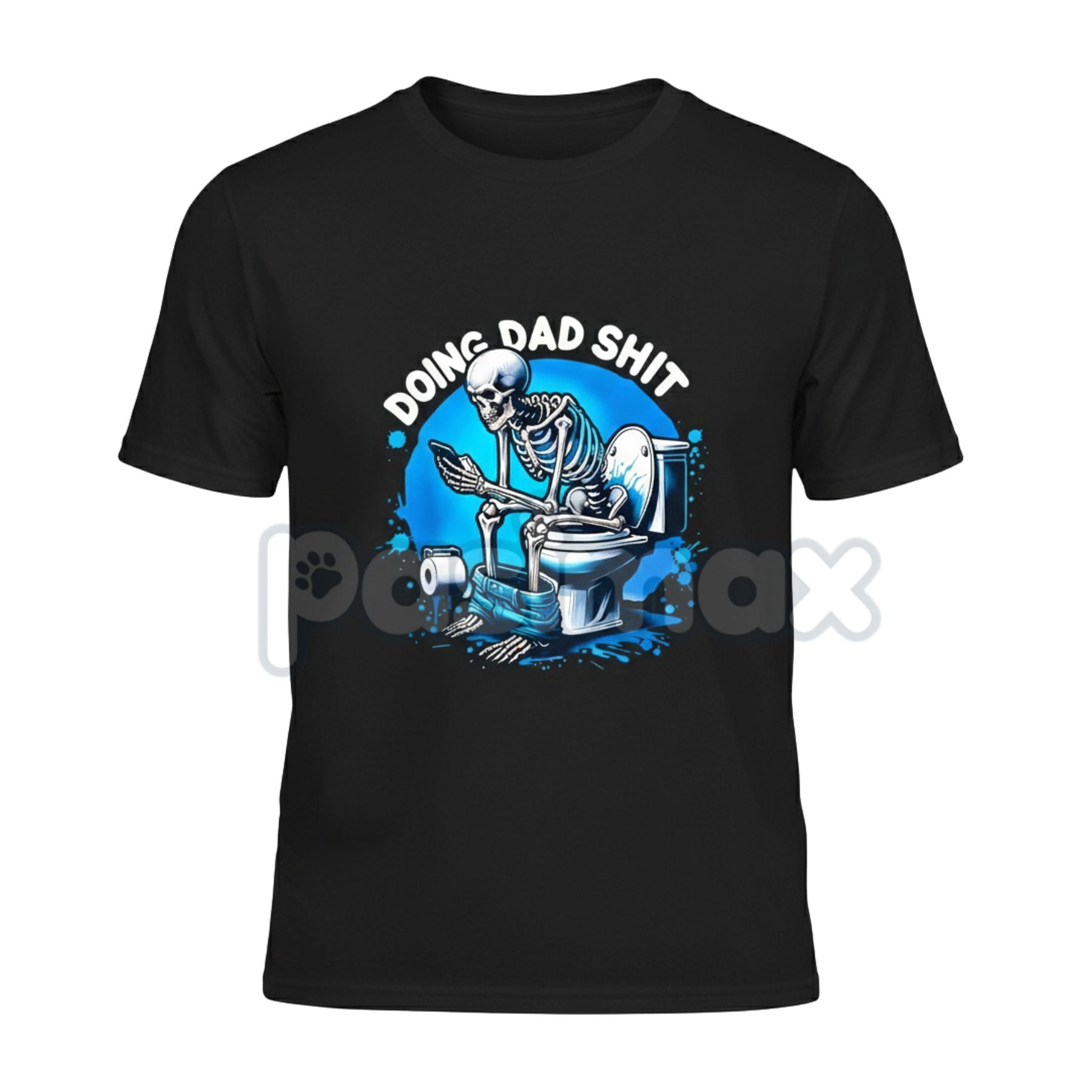"Doing Dad Shit" Humorous Skeleton Graphic Cotton T-Shirt - Funny Fatherhood Slogan Tee, Relatable Dad Humor Apparel, Best Dad Gift