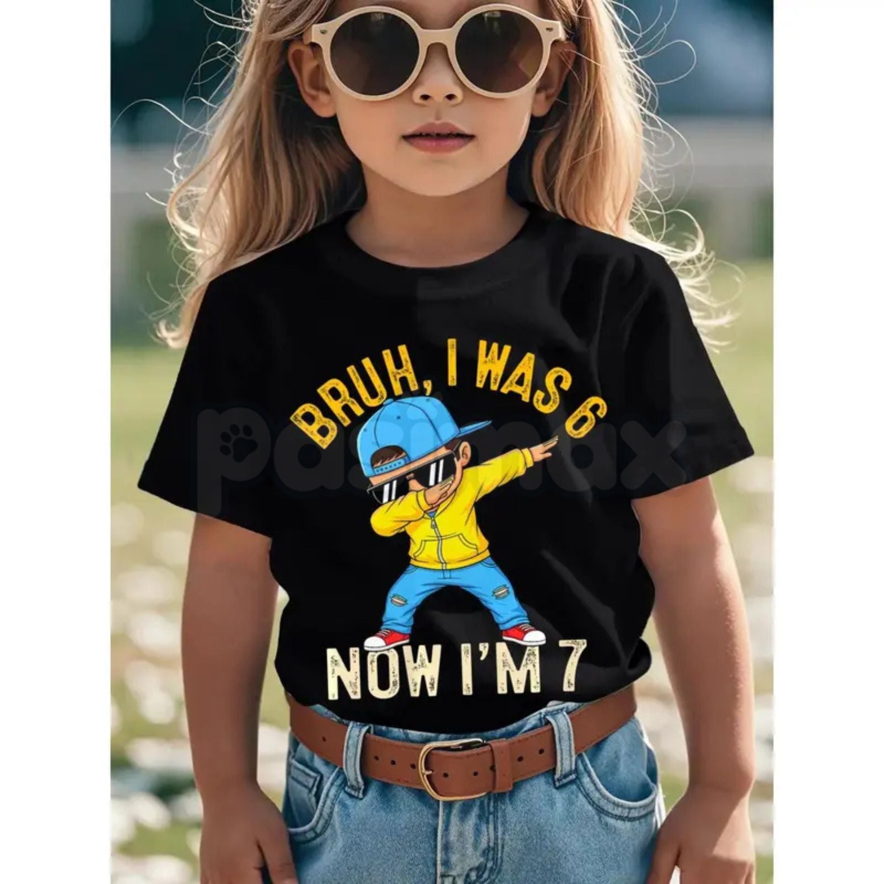 "Bruh I Was 6 Now I'm 7" Birthday T-Shirt â Funny Kid's Dabbing Graphic Tee