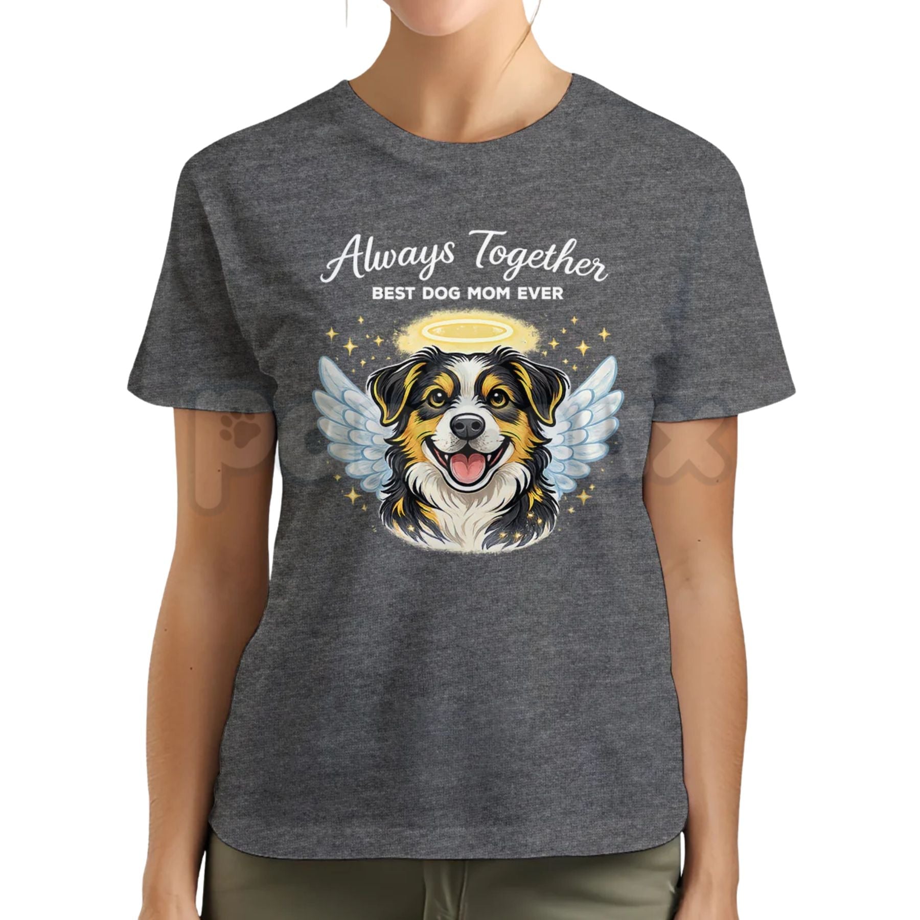 "Always Together" Custom Dog Face T-Shirt â Best Dog Mom Ever Personalized Graphic Tee, Premium 100% Cotton Pet Lover Top, Soft Lived-In Heavyweight Dog Mama Shirt, Made in USA