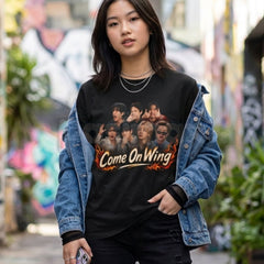 "Come On Wing" Hot Ones Inspired T-Shirt â Retro Y2K Aesthetic Graphic Tee, Premium 100% Cotton Spicy Foodie Top, Soft Lived-In Heavyweight Pop Culture Meme Shirt, Made in USA