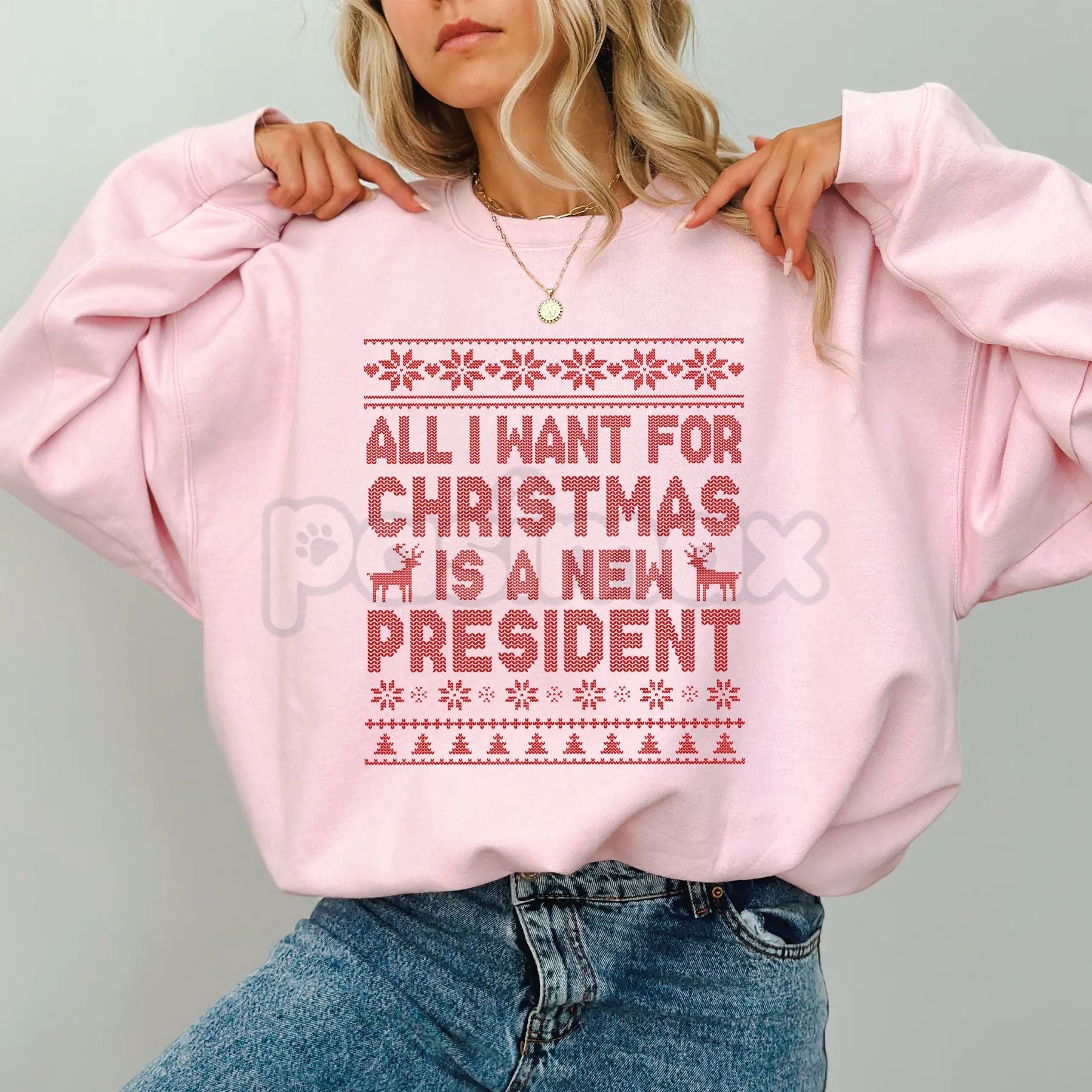 "All I Want for Christmas is a New President" Sweatshirt â Sarcastic Political Holiday Crewneck