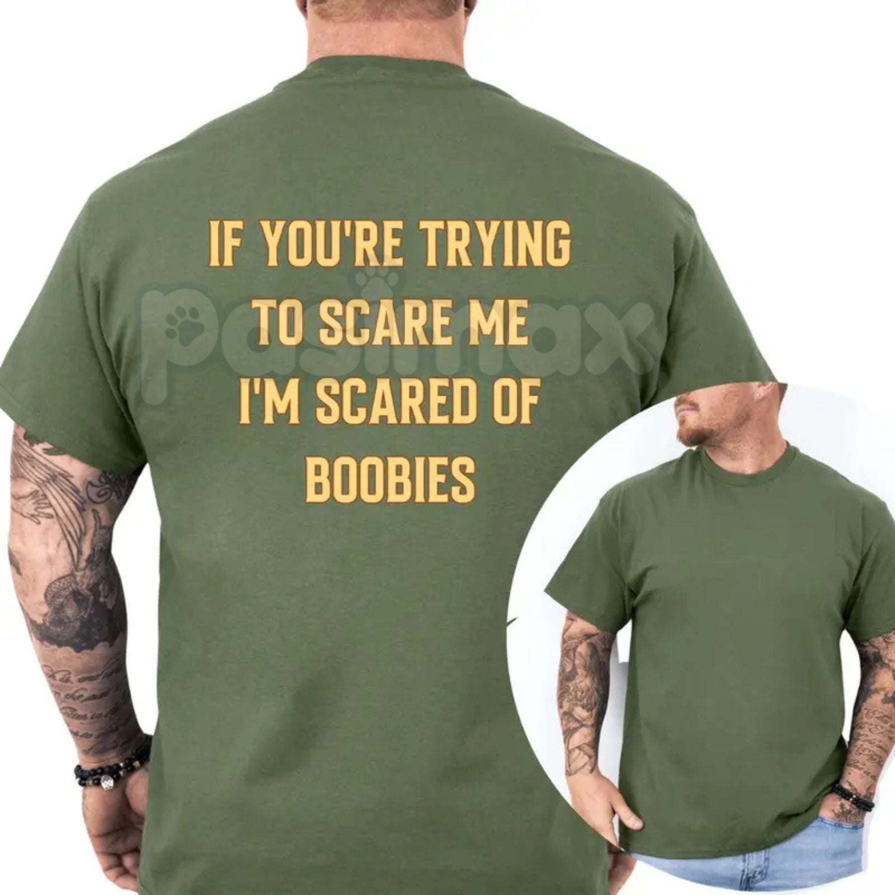 "I'm Scared Of Boobies" Funny Men's T-Shirt - Ironic Adult Humor Graphic Tee, Premium 100% Cotton Sarcastic Men's Gift, Witty Joke Gag Shirt for Guys, Soft Lived-In Heavyweight Casual Menswear, Funny Statement Party Top