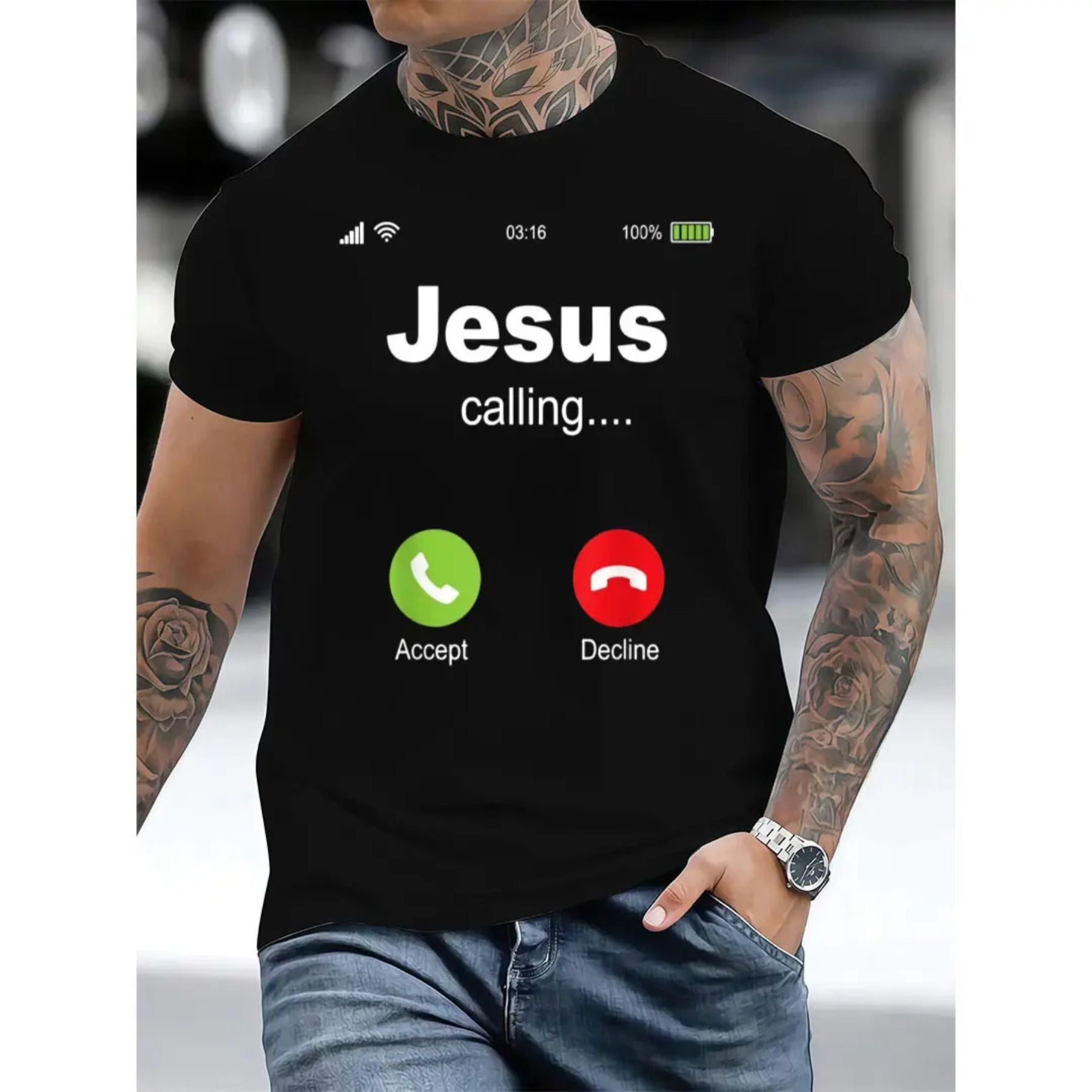 "Jesus Calling" Christian T-Shirt - Religious Bible Church Apparel, Faith-Based Tee