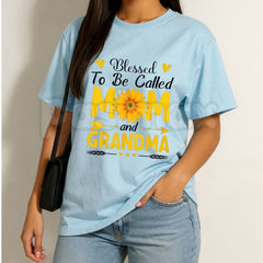 "Blessed To Be Called Mom And Grandma" T-Shirt â Cool Mother's Day Graphic Tee, Remastered Heavy Cotton Matriarch Top, Soft Lived-In Heavyweight Family Legacy Shirt, Made in USA