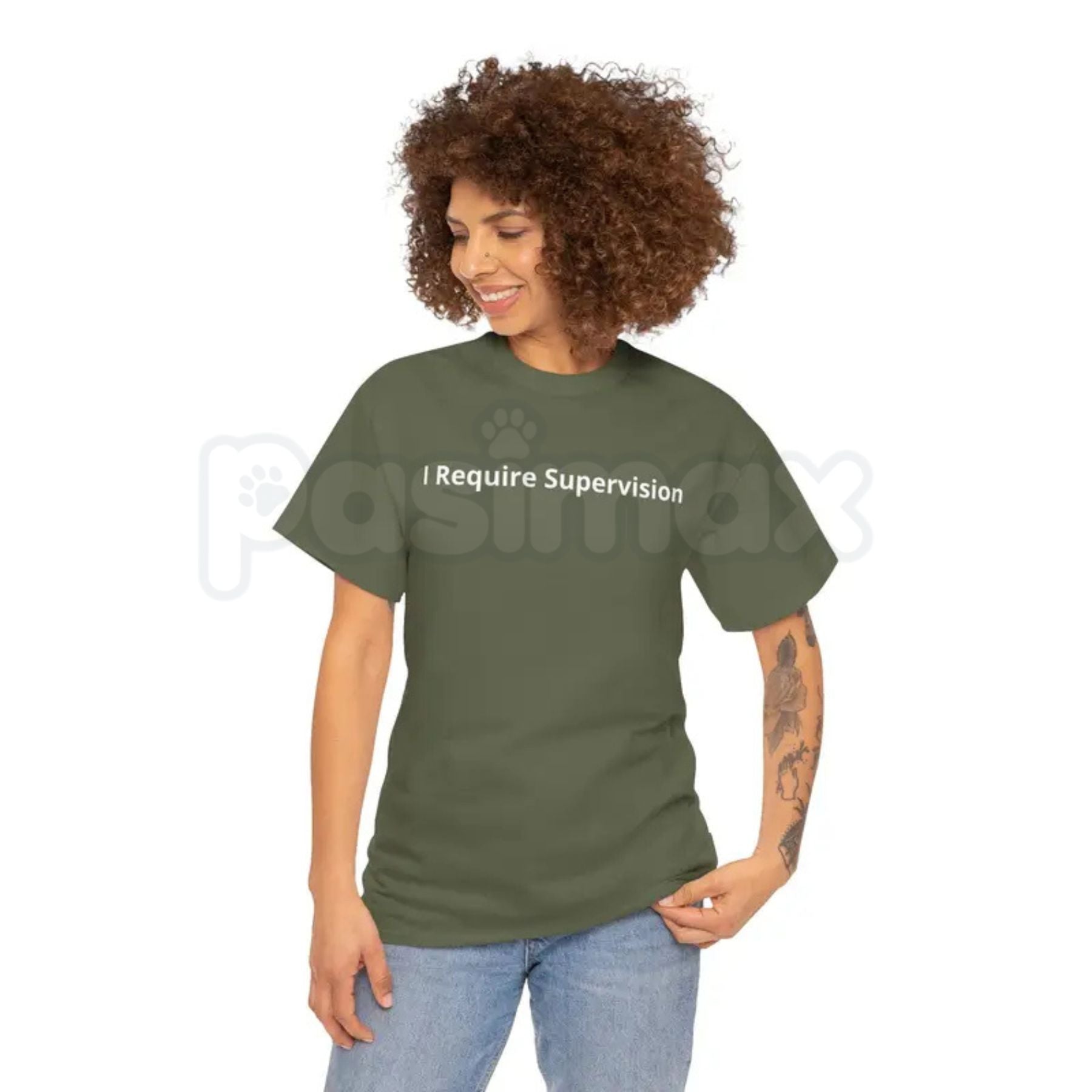 "I Require Supervision" Funny T-Shirt â Sarcastic Adulting Humor Graphic Tee, Premium 100% Cotton Relatable Phrase Top, Soft Lived-In Heavyweight Warning Label Shirt, Made in USA