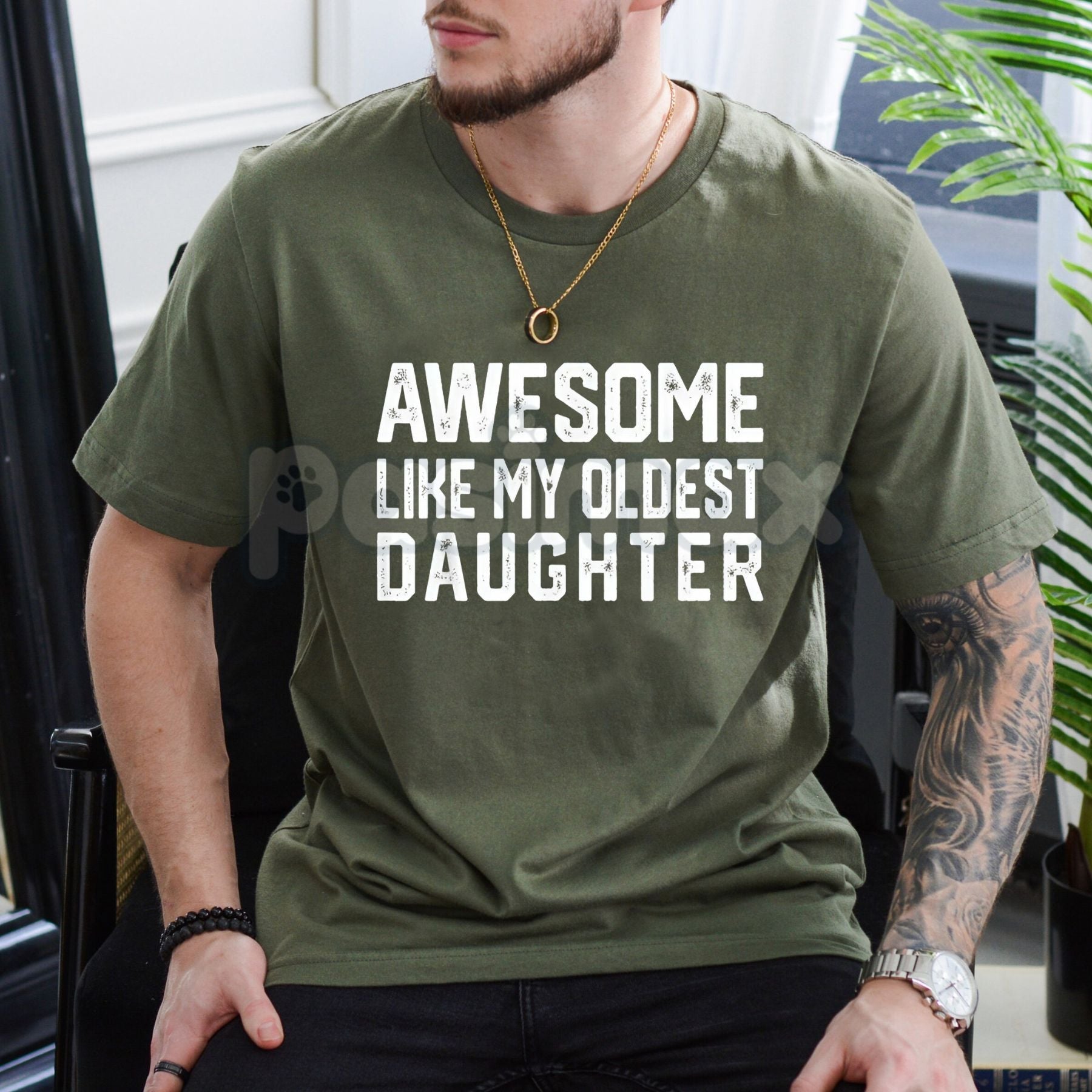 "Awesome Like My Oldest Daughter" Shirt - Funny Parent Humor Tee, Favorite Child Sibling Rivalry Gift, Proud Mom & Dad Graphic T-Shirt