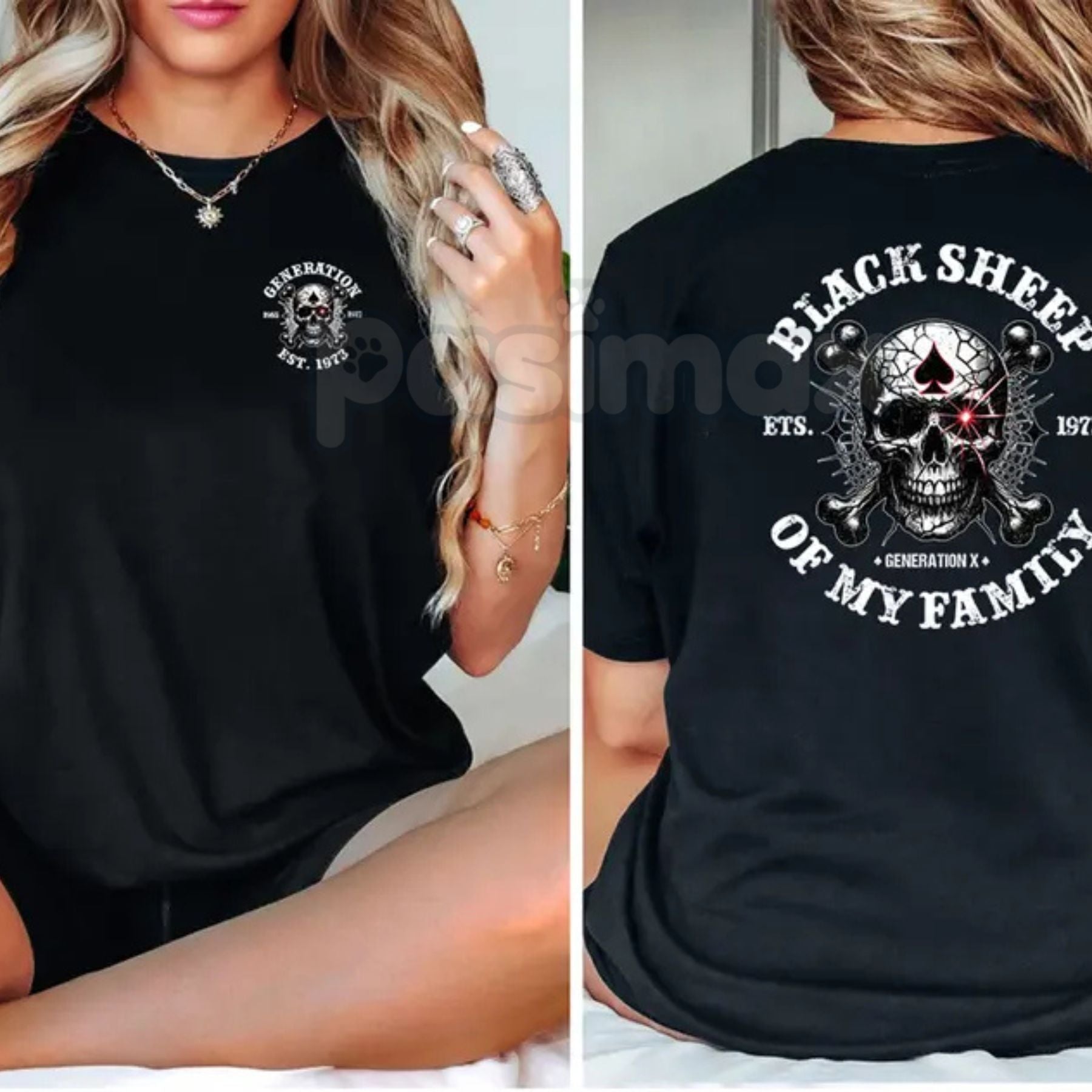 "Black Sheep of the Family" Gen X T-Shirt â Personalized Generation X USA Graphic Tee, Premium 100% Cotton 1965-1980 Birth Year Top, Soft Lived-In Heavyweight Sarcastic Shirt, Made in USA