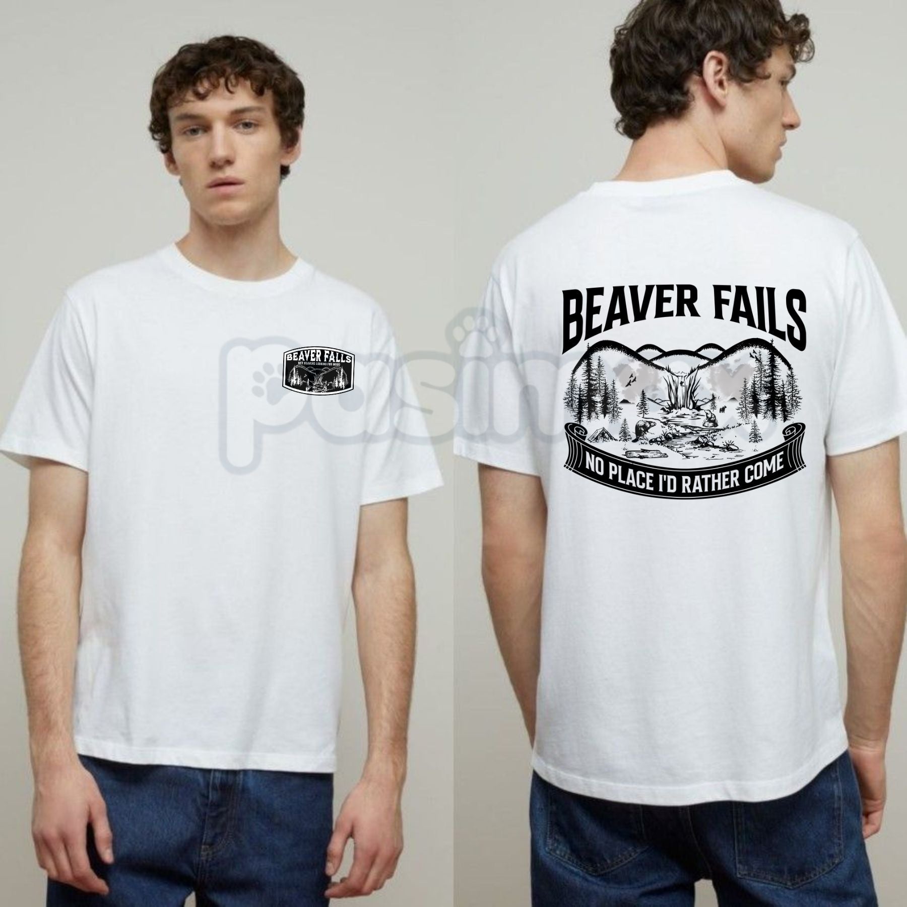 "Beaver Falls" Funny Men's T-Shirt â Humorous Vintage Style Graphic Tee, Premium 100% Cotton Casual Menswear, Soft Lived-In Heavyweight Crewneck Top, Made in USA