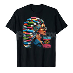 "Education is Free" Black History T-Shirt - Black Teacher Books & Literacy Graphic Tee, Empowering African American Educator Shirt, Premium Heavyweight Scholarly Heritage Top, Black History Month Literacy Gift, Unisex Civil Rights Education Apparel