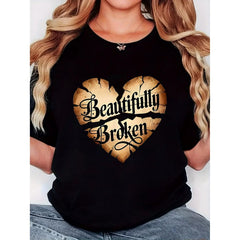 "Beautifully Broken" Vintage Graphic Tee - Stylish Urban Streetwear, Essential Couples Gift
