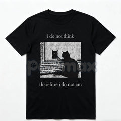 "I Do Not Think Cat Tee" Goth Clothing - Funny Graphic 90s Vintage T-Shirt, Men's Trendy Alt Style, Unisex Meme Apparel