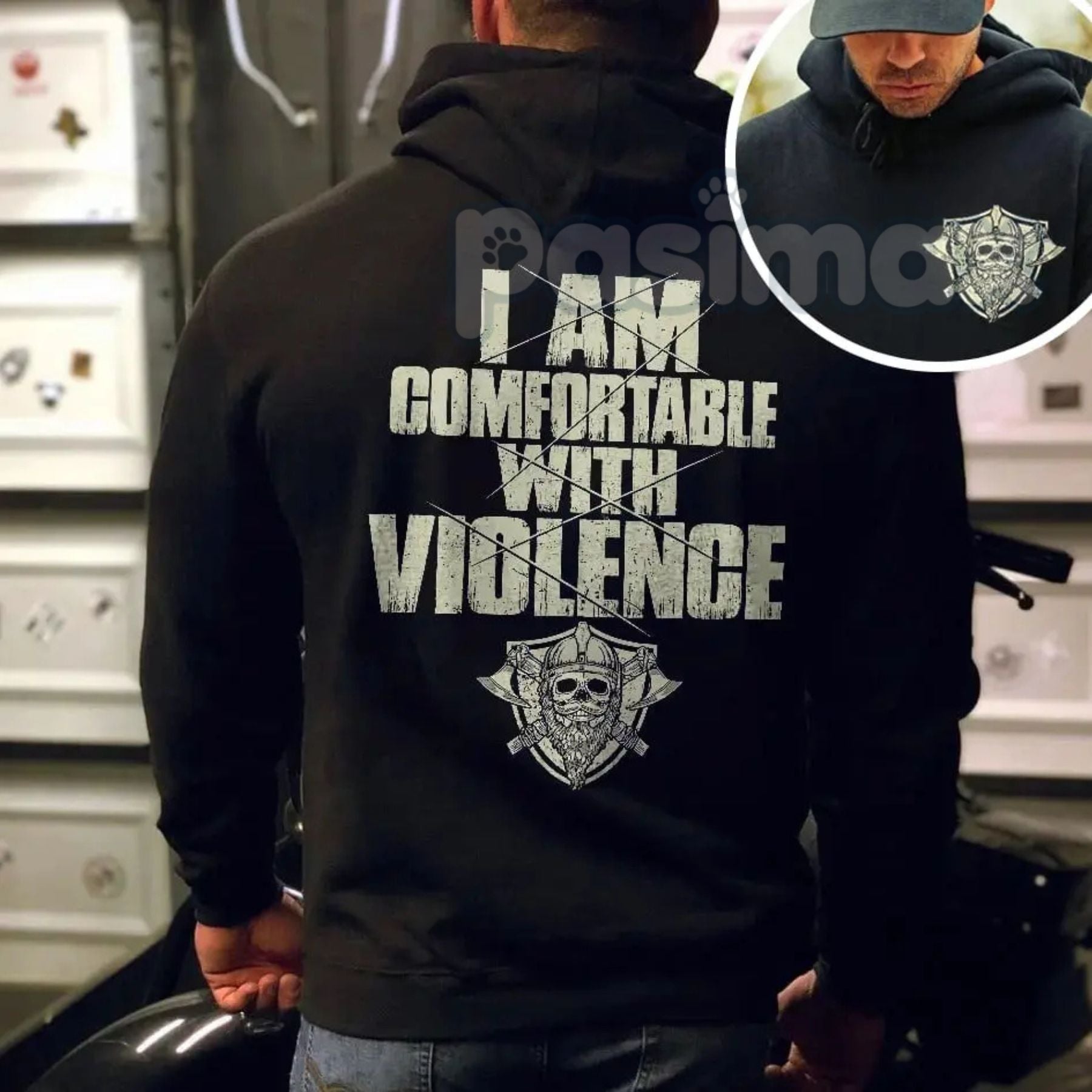 "I Am Comfortable With Violence" 2-Side Hoodie â Bold Statement Pullover, Edgy & Unapologetic Attitude Apparel, Unisex