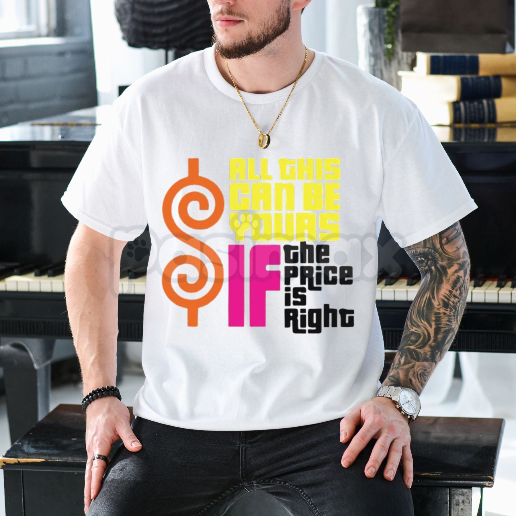 "All This Can Be Yours If The Price Is Right" Graphic T-Shirt â Funny Sarcastic Slogan Tee, Premium 100% Cotton High-Value Top, Soft Lived-In Heavyweight Playful Quote Shirt, Made in USA