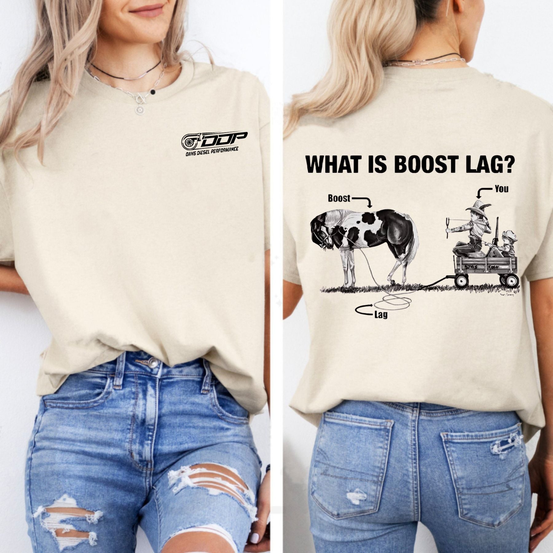 "Dan's Dsel Performance - What is Boost Lag?" T-Shirt - Funny Gift for Car & Truck Lovers, Unisex Performance Tee