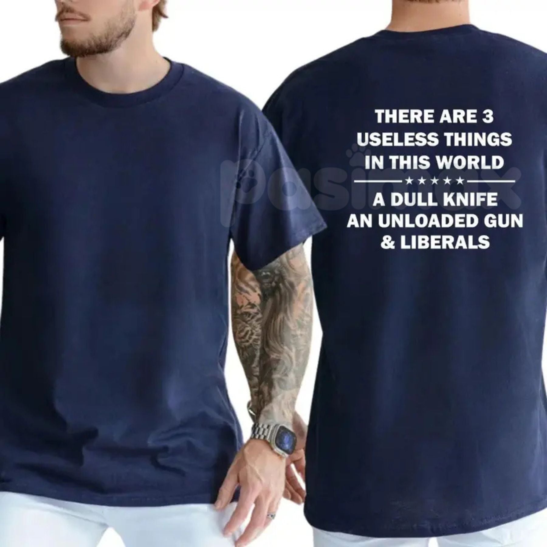 "3 Useless Things" Conservative Political T-Shirt â Funny Republican Graphic Tee, Premium 100% Cotton 2nd Amendment Top, Soft Lived-In Heavyweight Right-Wing Humorous Shirt, Made in USA