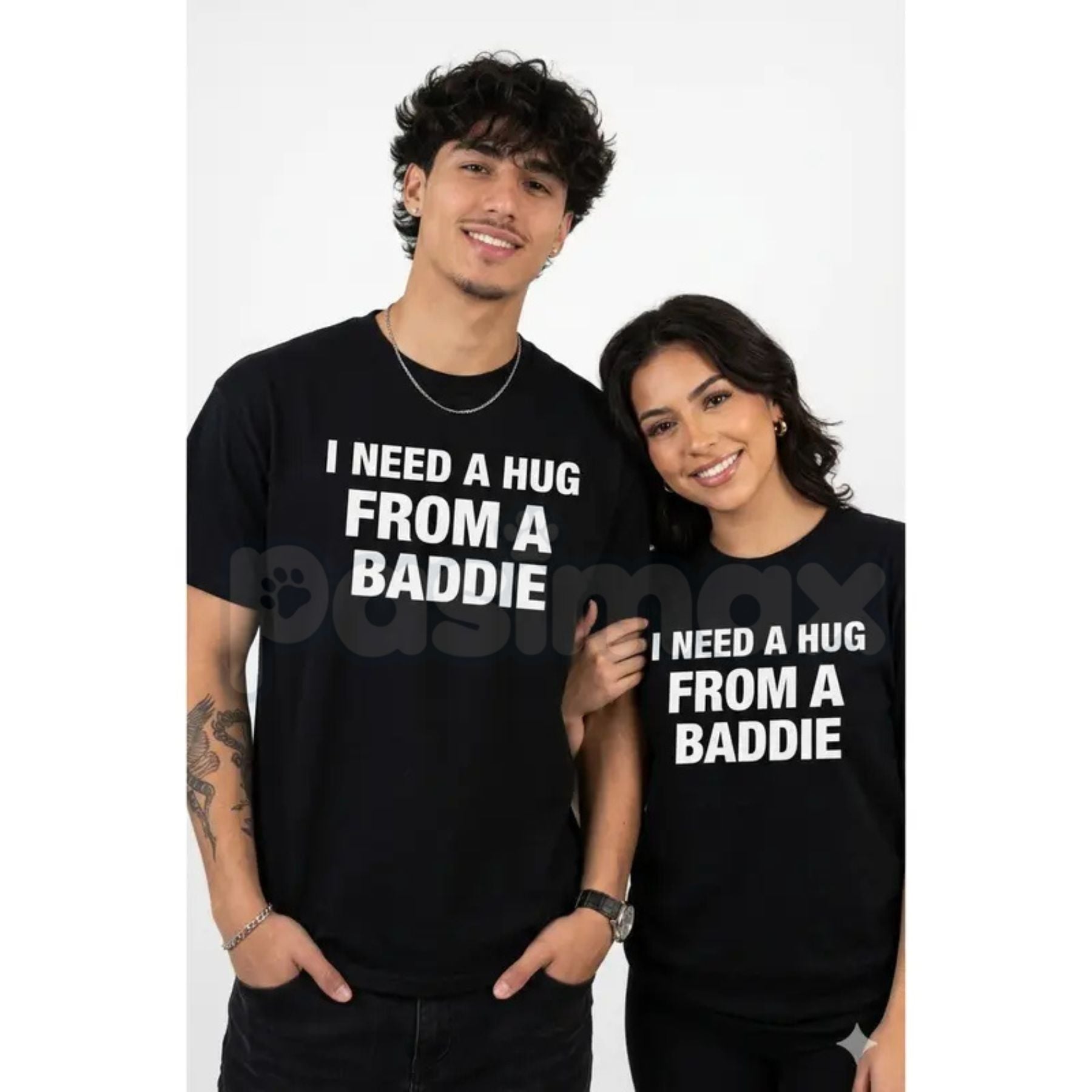 "I Need A Hug From A Baddie" Funny Men's T-Shirt - Humorous Streetwear Graphic Tee, Premium 100% Cotton Sarcastic Slogan Top, Witty Adult Humor Gift for Him, Soft Lived-In Heavyweight Casual Apparel, Bold Personality Statement Shirt