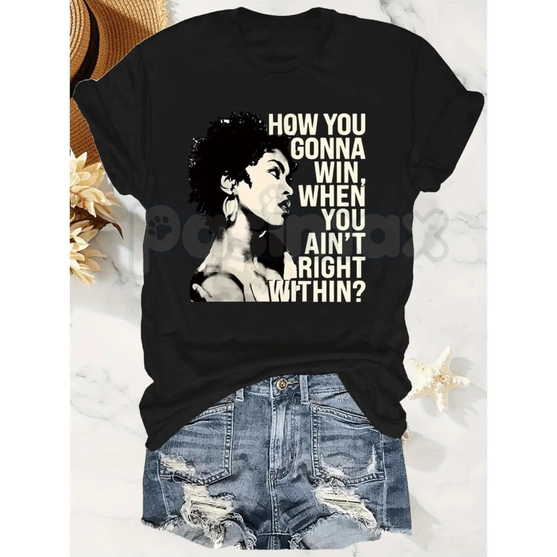 "How You Gonna Win When You Ain't Right Within" Inspirational Tee â Premium 100% Cotton Mental Health Shirt, Soulful Lyrical Quote Graphic Top, Soft Lived-In Heavyweight Self-Care Apparel, Made in USA
