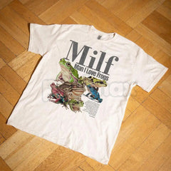 "M.I.L.F. Man I Love Frogs" Funny T-Shirt â Sarcastic Internet Meme Graphic Tee, Premium 100% Cotton Amphibian Fan Top, Soft Lived-In Heavyweight Retro Aesthetic Shirt, Made in USA